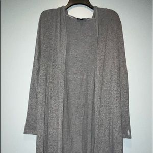 long grey, soft cardigan